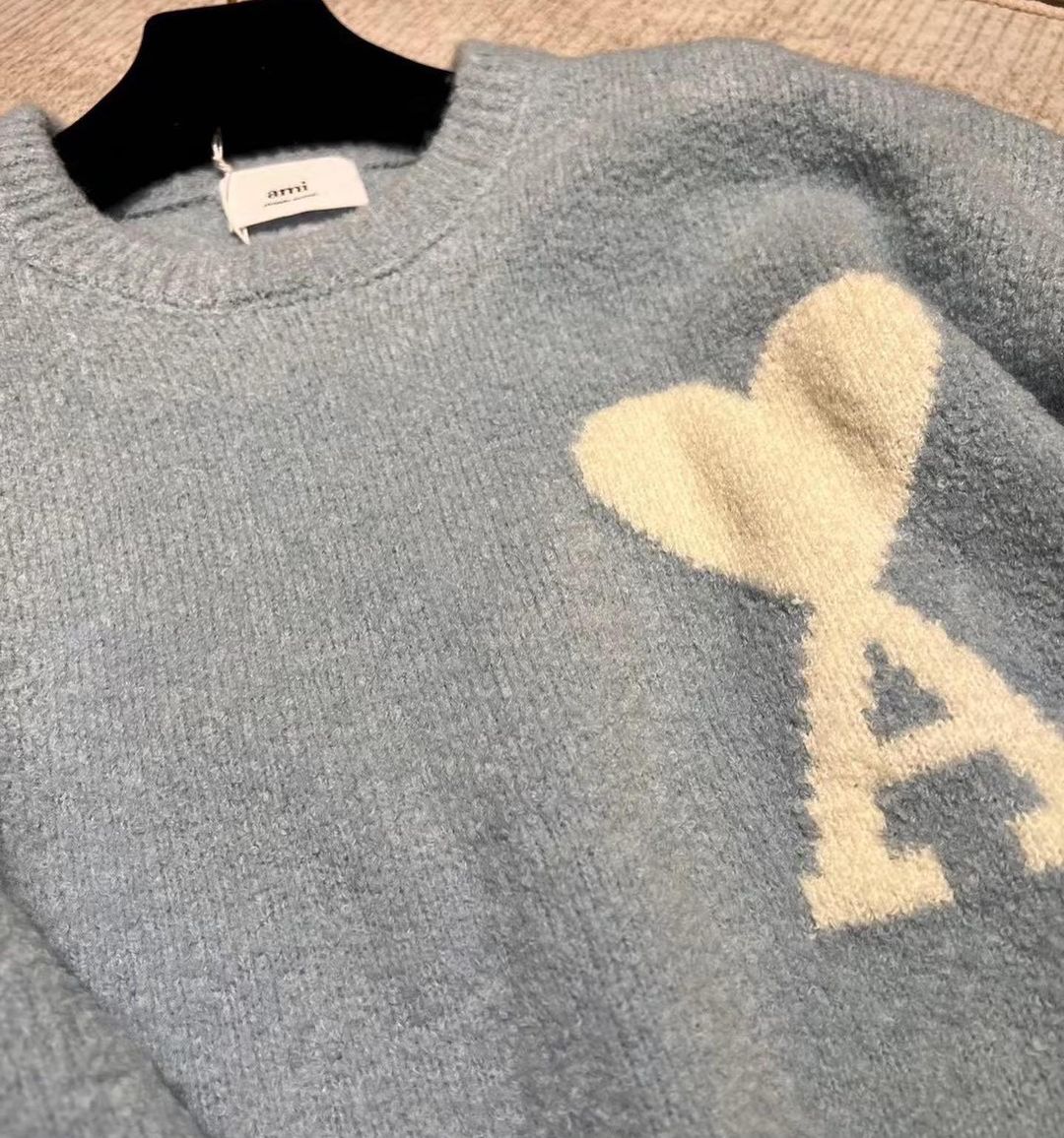 AMI PARIS cloudy wool logo sweater