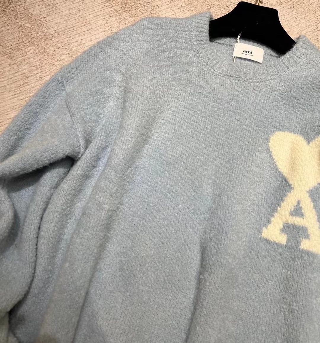 AMI PARIS cloudy wool logo sweater
