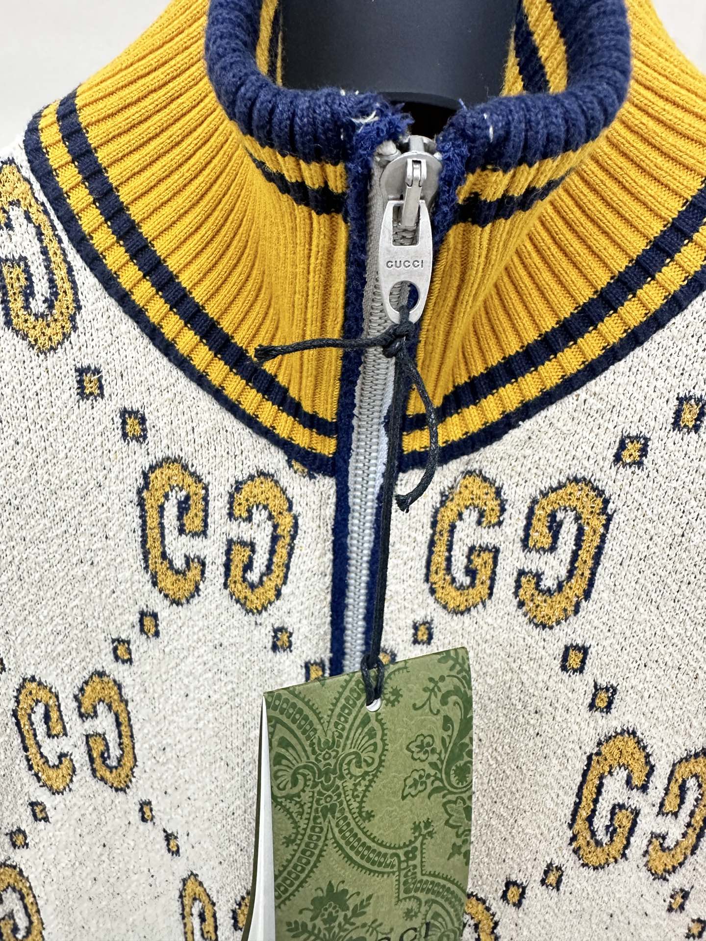 Gucci GG Cotton Zip Jacket White Gold