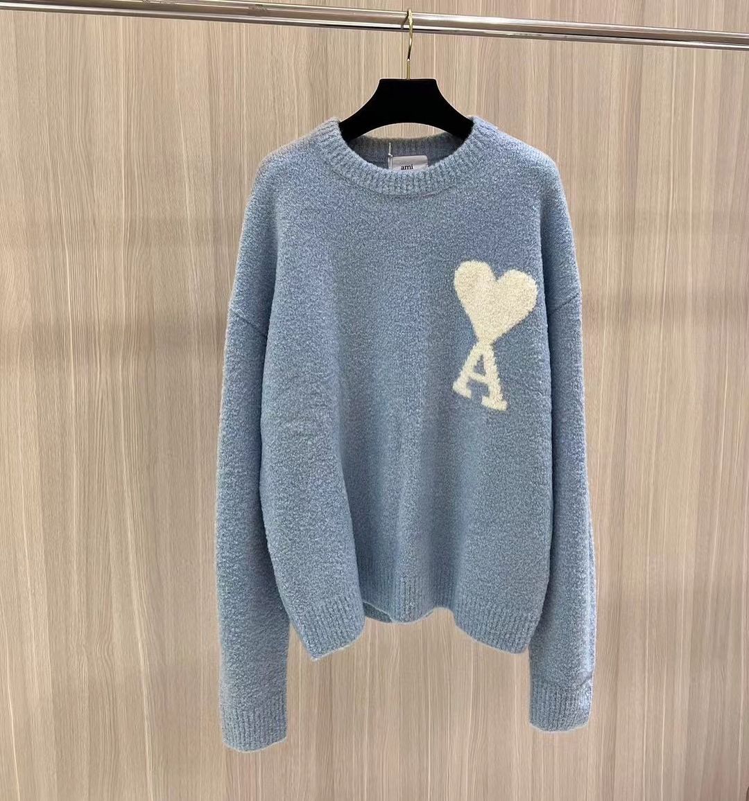 AMI PARIS cloudy wool logo sweater