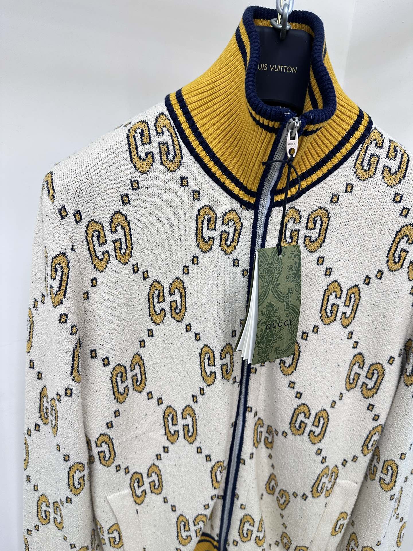 Gucci GG Cotton Zip Jacket White Gold