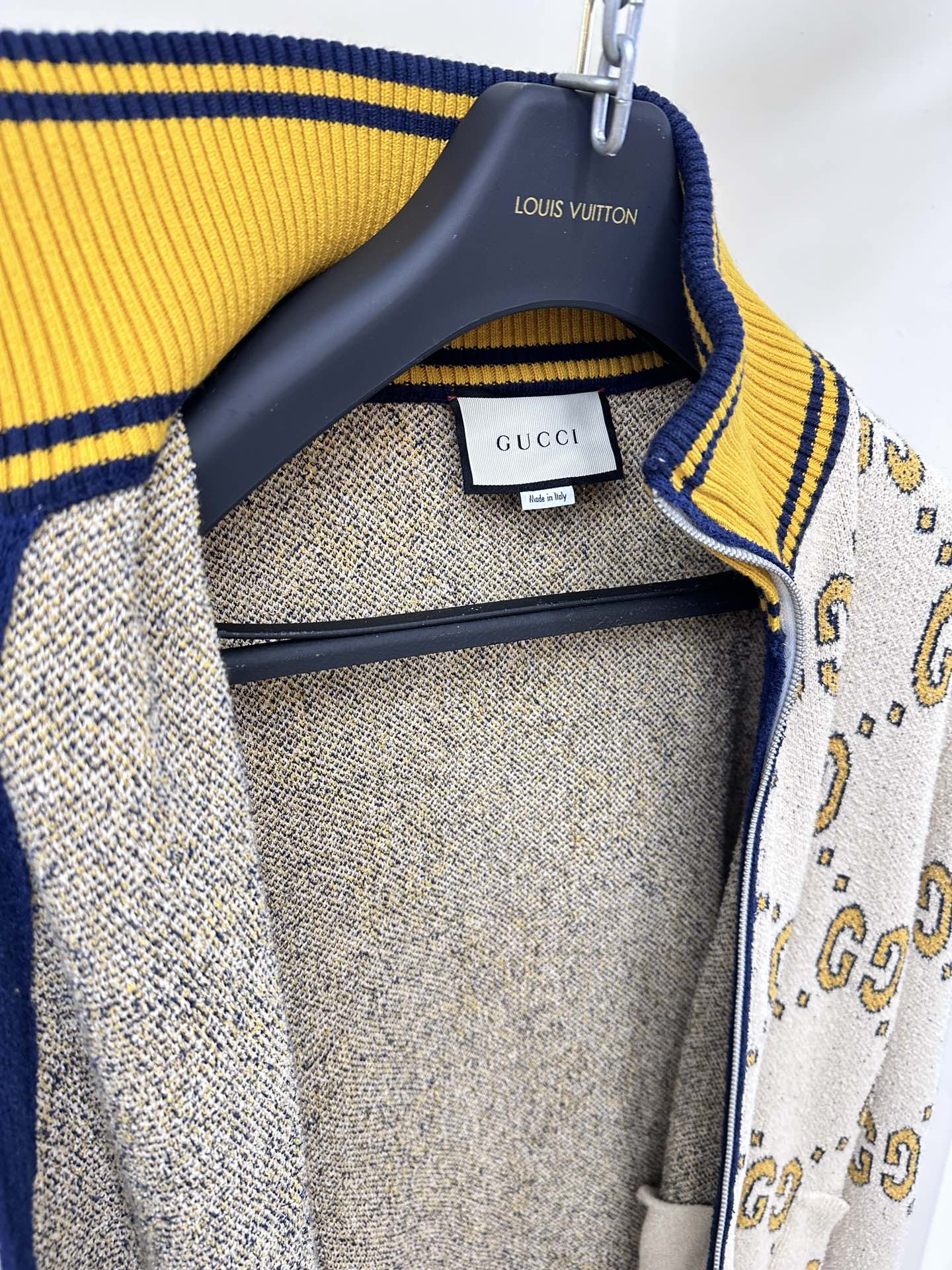 Gucci GG Cotton Zip Jacket White Gold