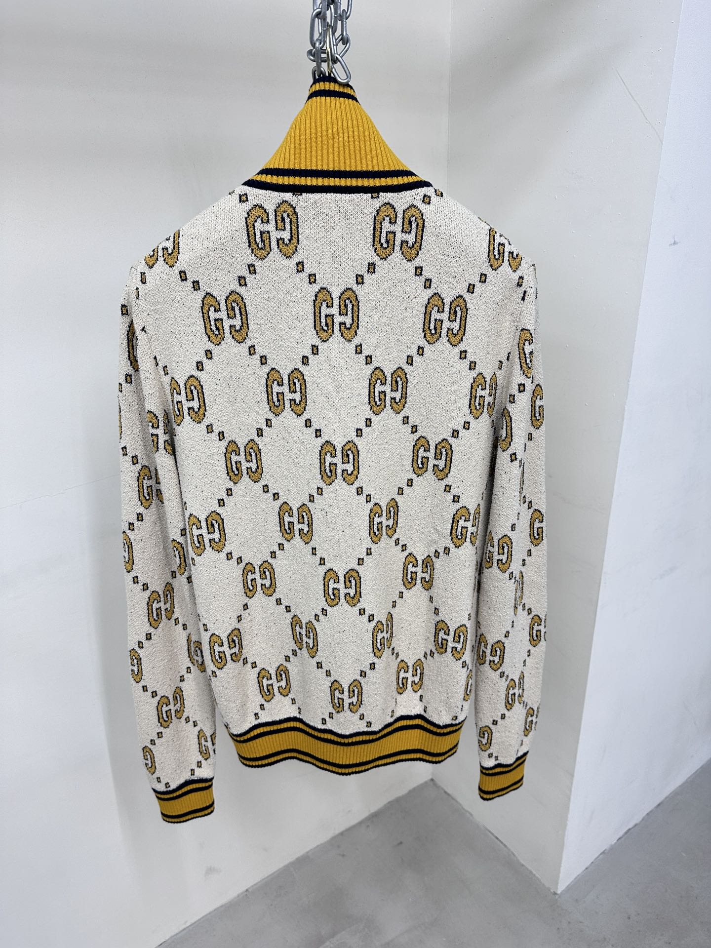 Gucci GG Cotton Zip Jacket White Gold