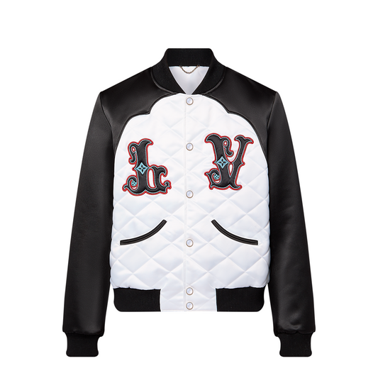 Lv Bicolor Satin Bomber Jacket