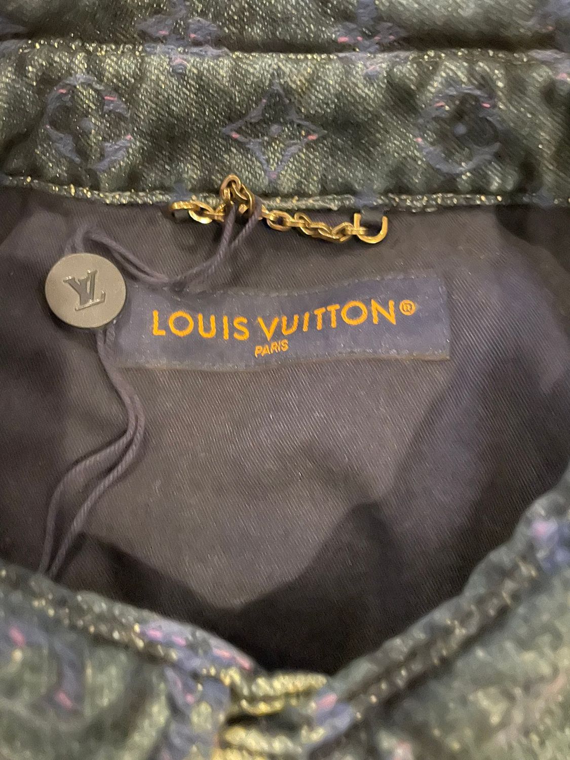 Lv Short-Sleeved Monogram Denim Shirt