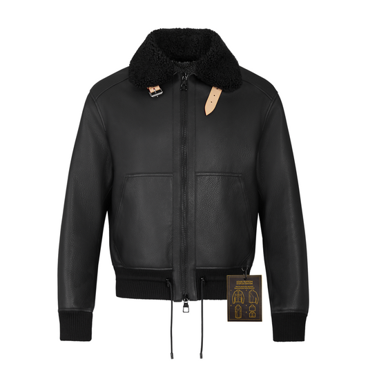 Lv Leather Aviator Jacket