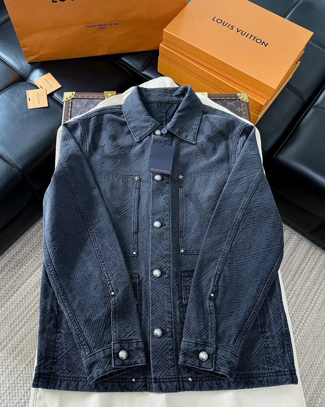 Louis Vuitton Monogram Denim Jacket and Jeans Set