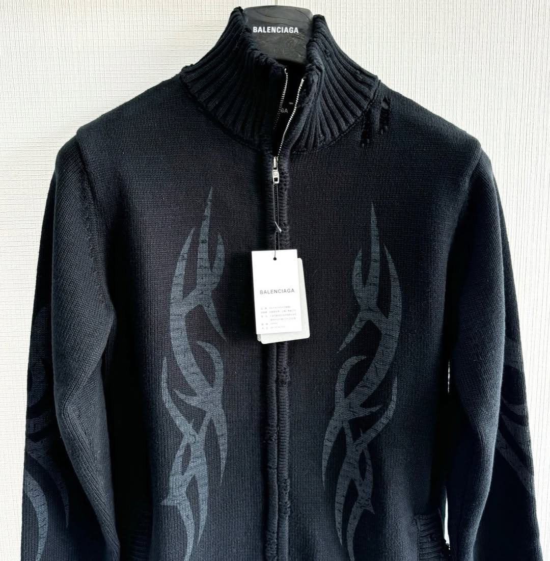 Balenciaga MEN'S Y2K ZIP-UP CARDIGAN IN BLACK