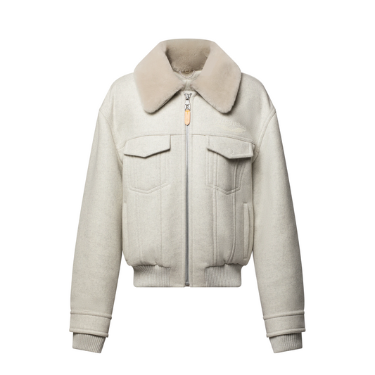 Lv Wool Blouson With Shearling Collar