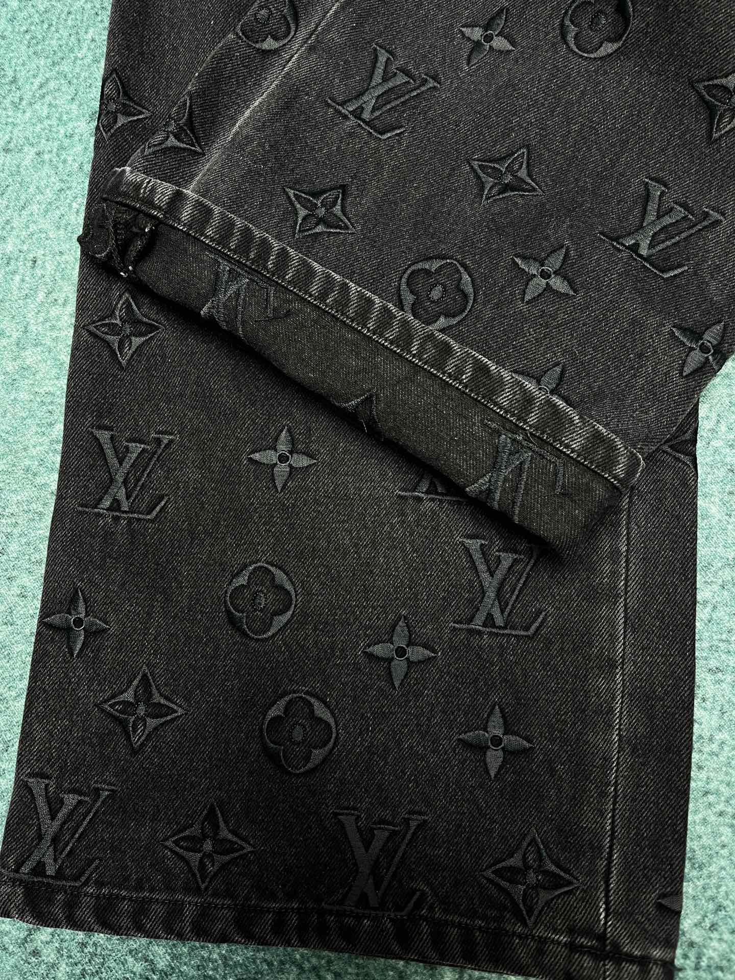 LV Monogram Embroidered Denim Pants