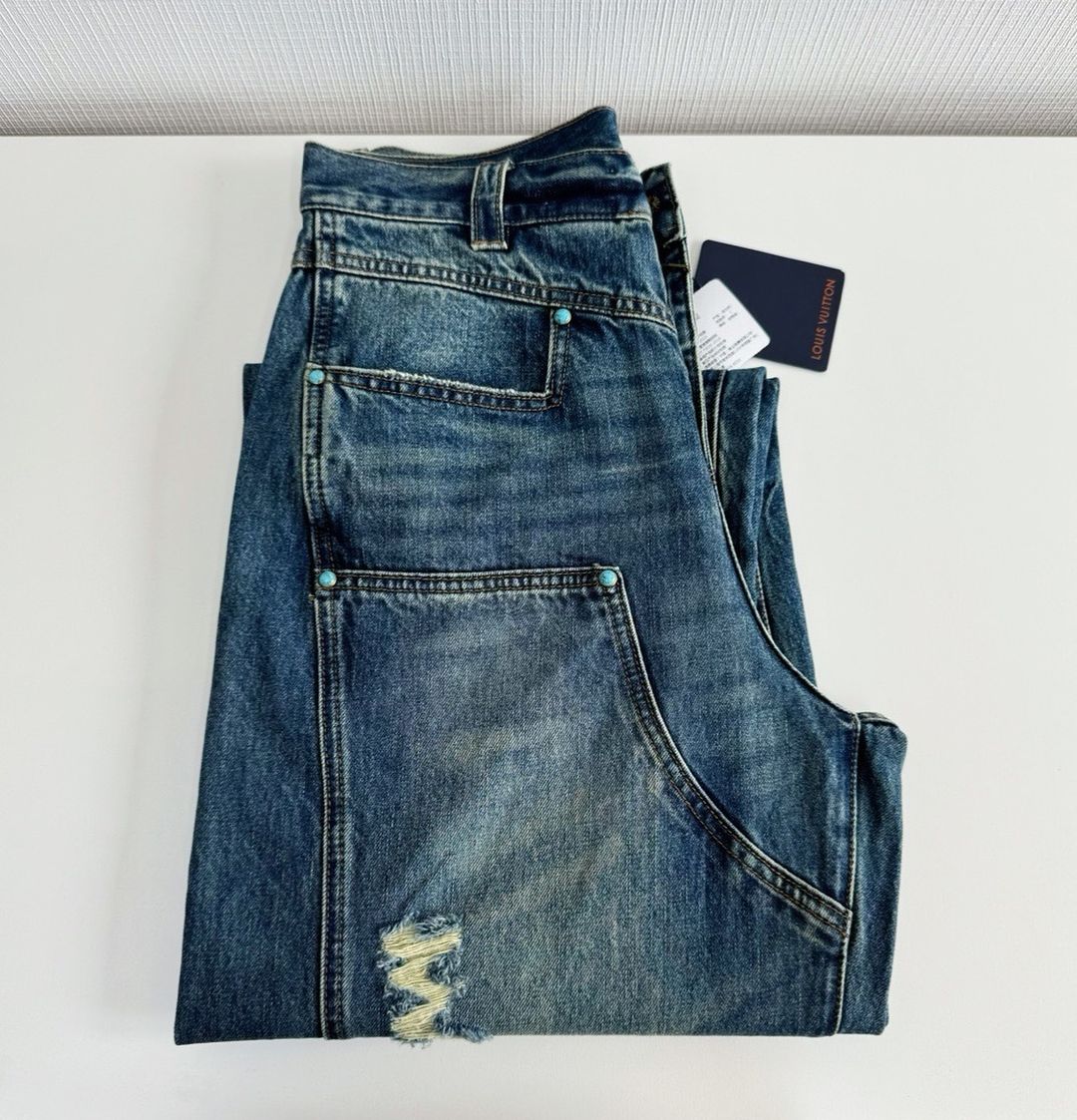 Lv Washed Denim Workwear Pants