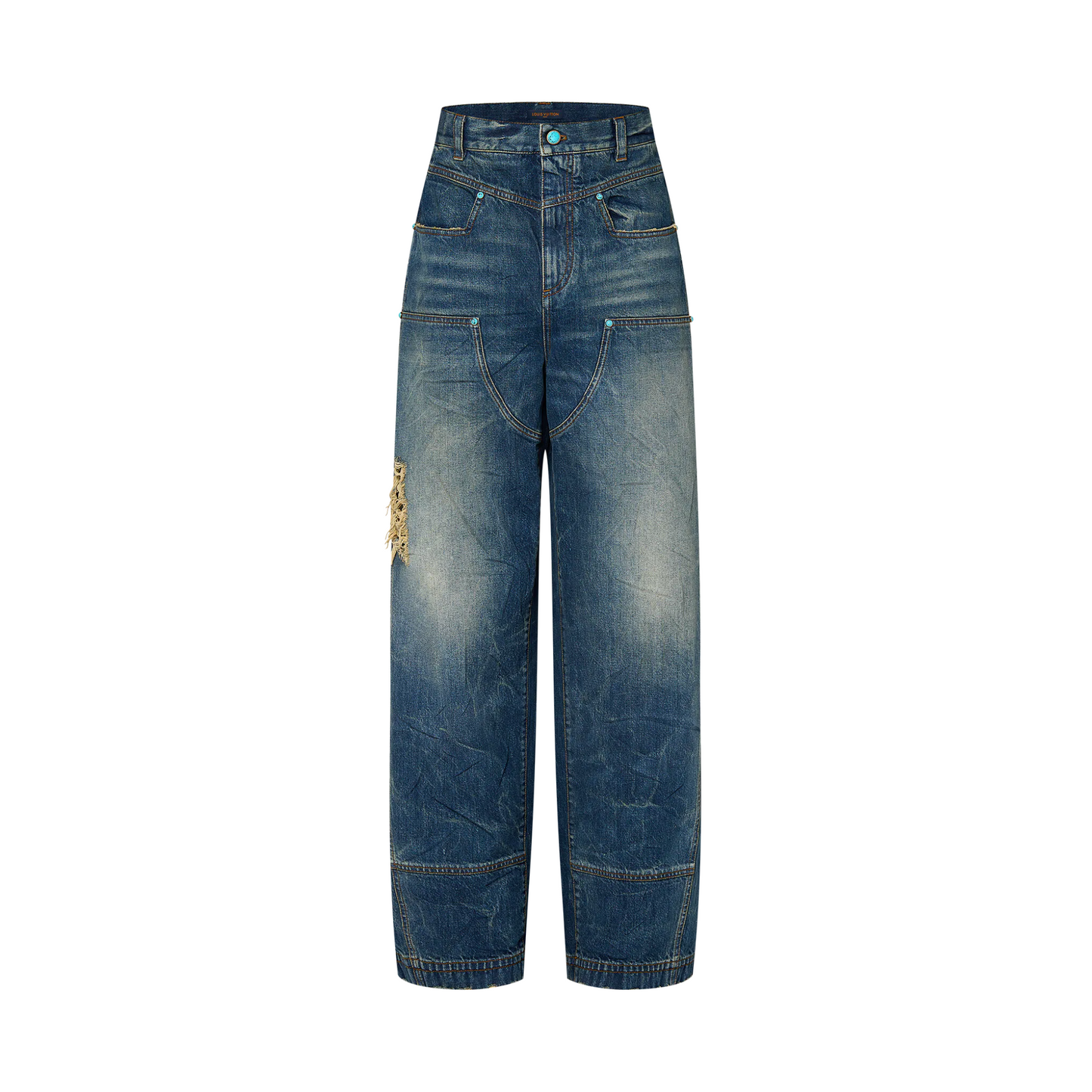 Lv Washed Denim Workwear Pants