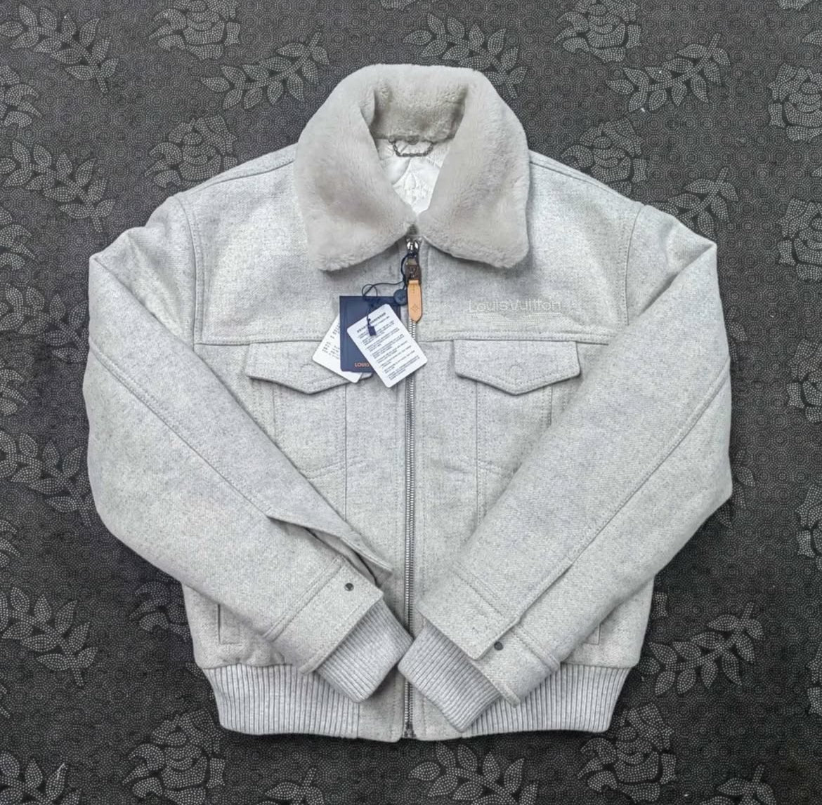 Lv Wool Blouson With Shearling Collar