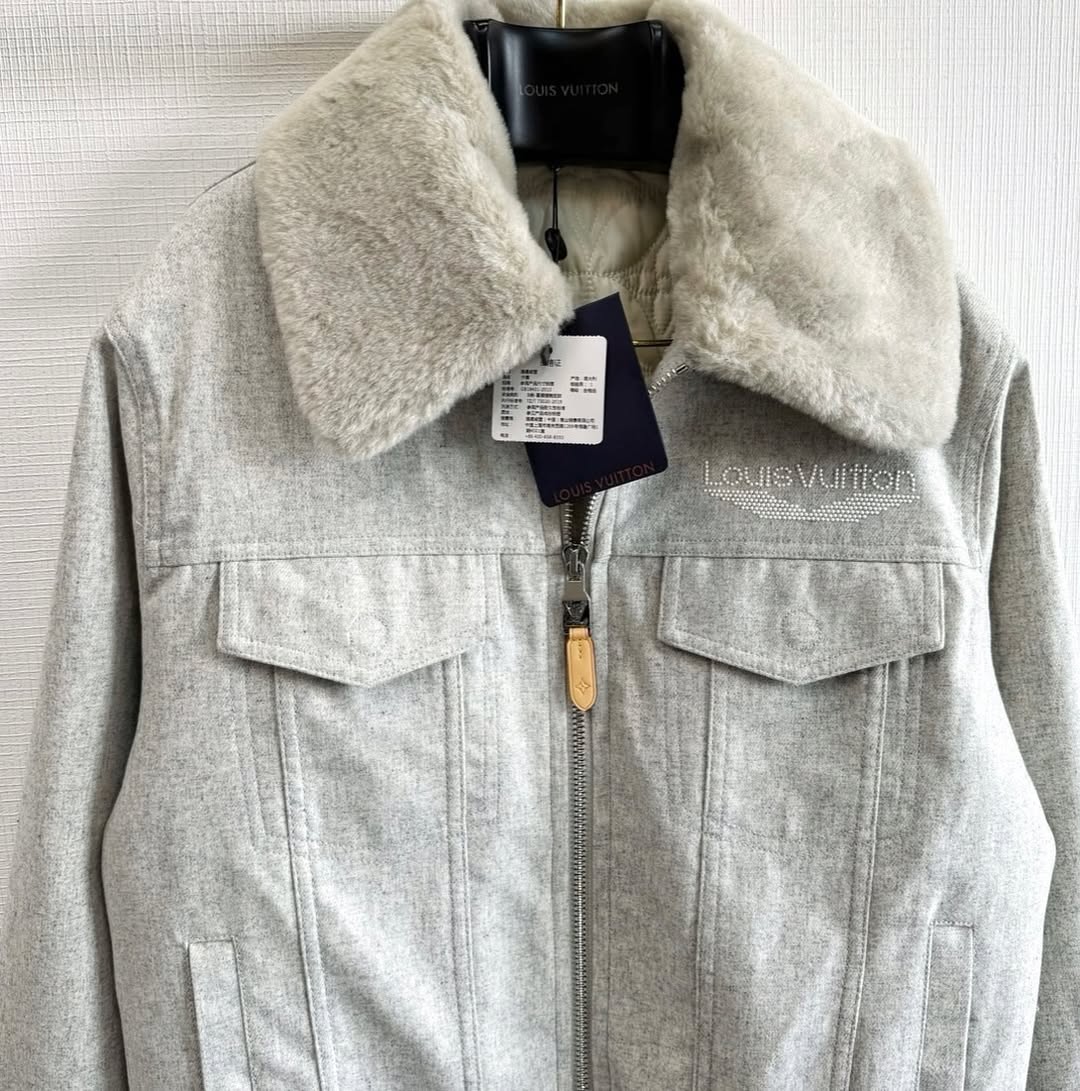 Lv Wool Blouson With Shearling Collar