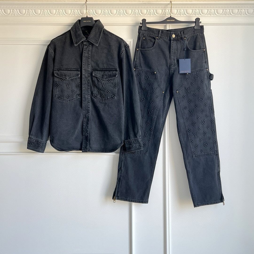 Louis Vuitton Monogram Denim Jacket and Jeans Set