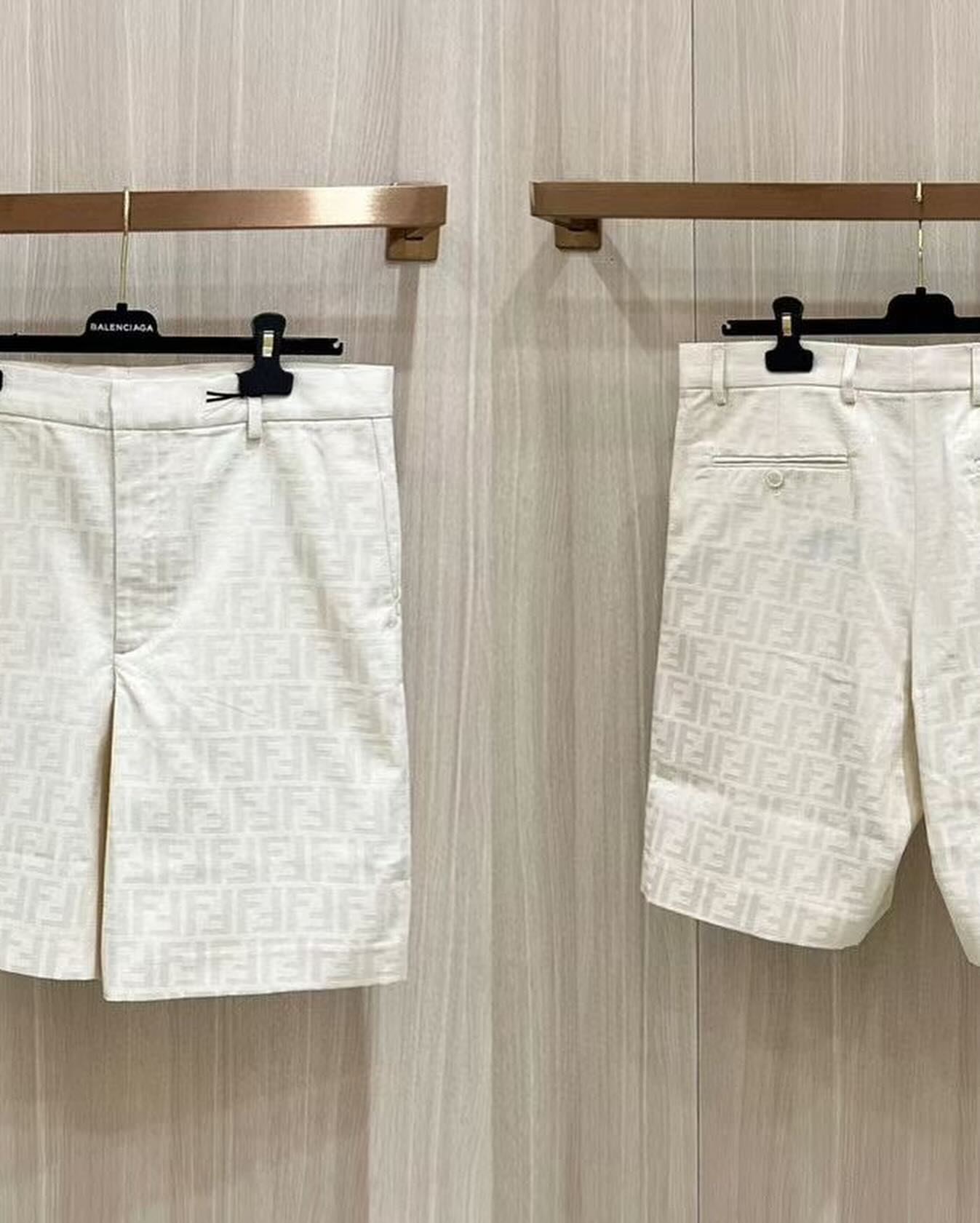 Fendi Monogram Silk Shorts White