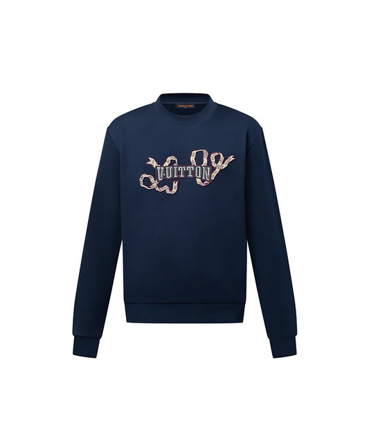 Lv Embroidered Signature Crewneck