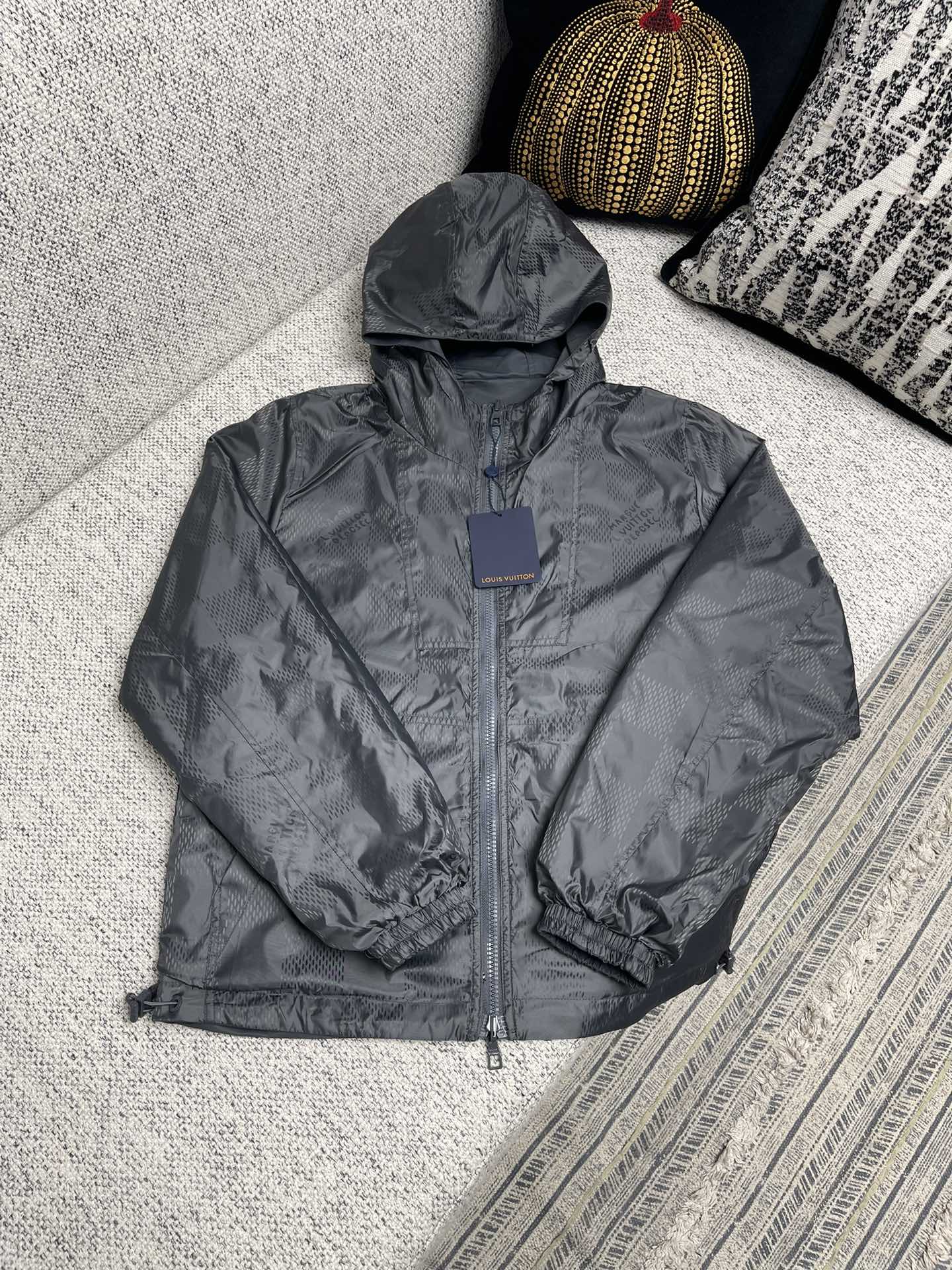 Lv Damier Jacquard Reversible Nylon Windbreaker