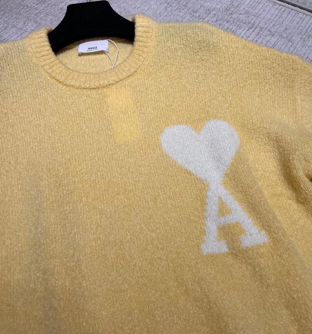 AMI PARIS cloudy wool logo sweater