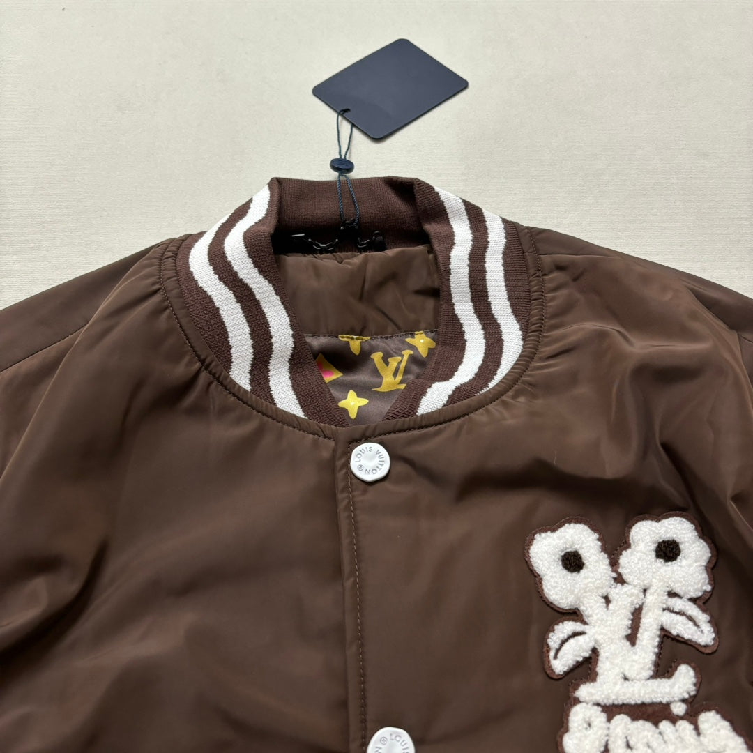 Lv Embroidered Varsity Jacket