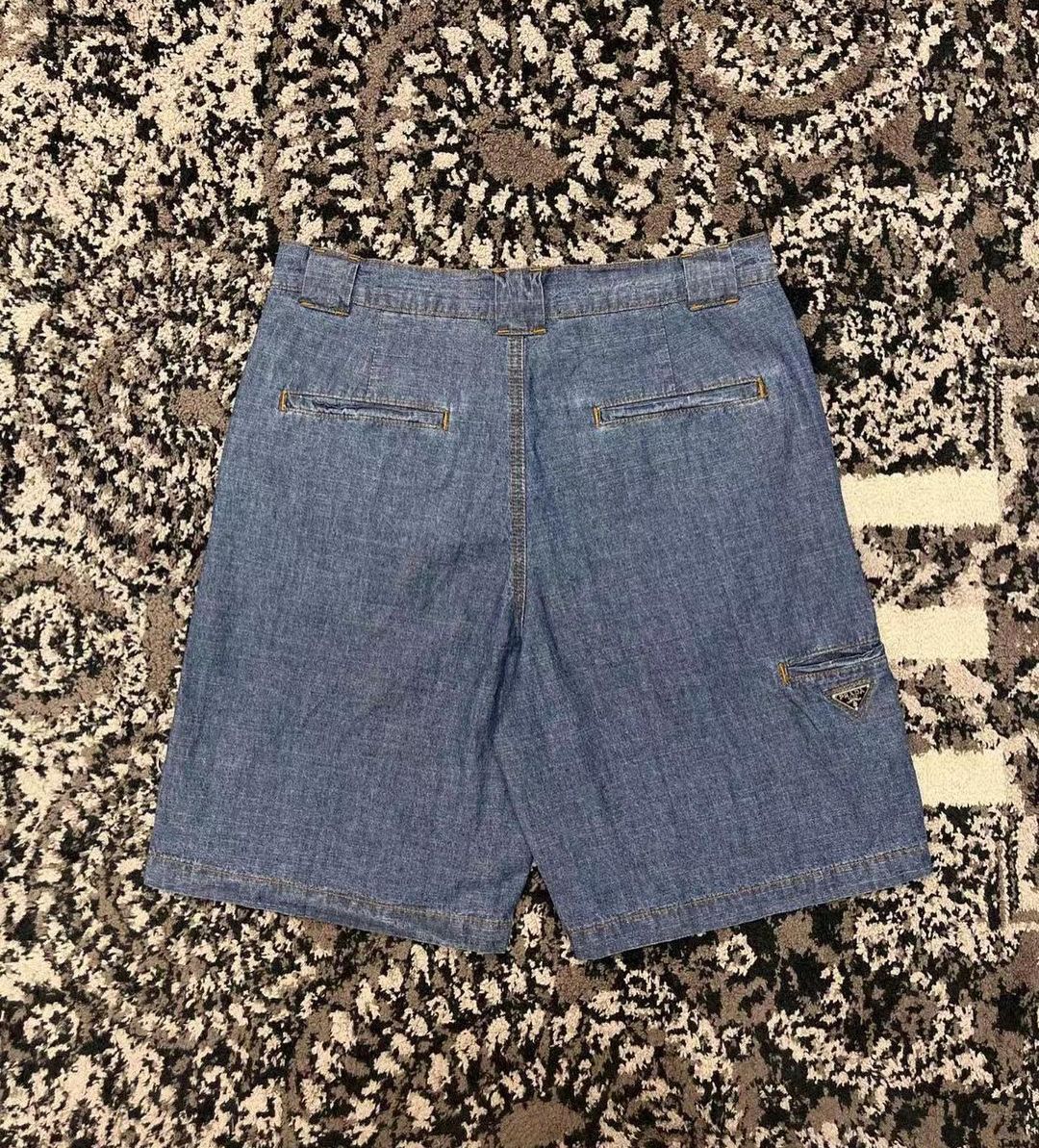 Prada Denim Shirt And Shorts Set