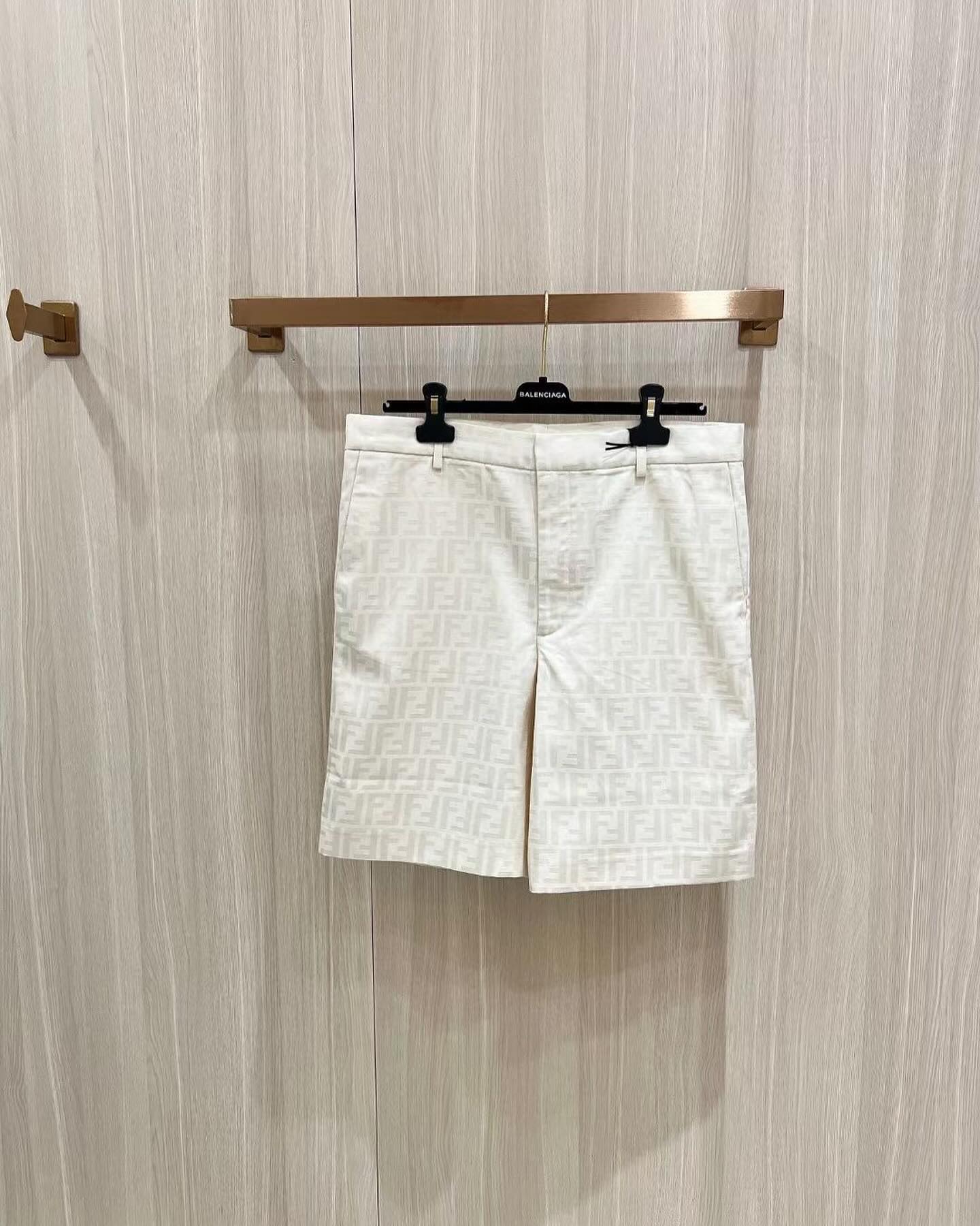 Fendi Monogram Silk Shorts White