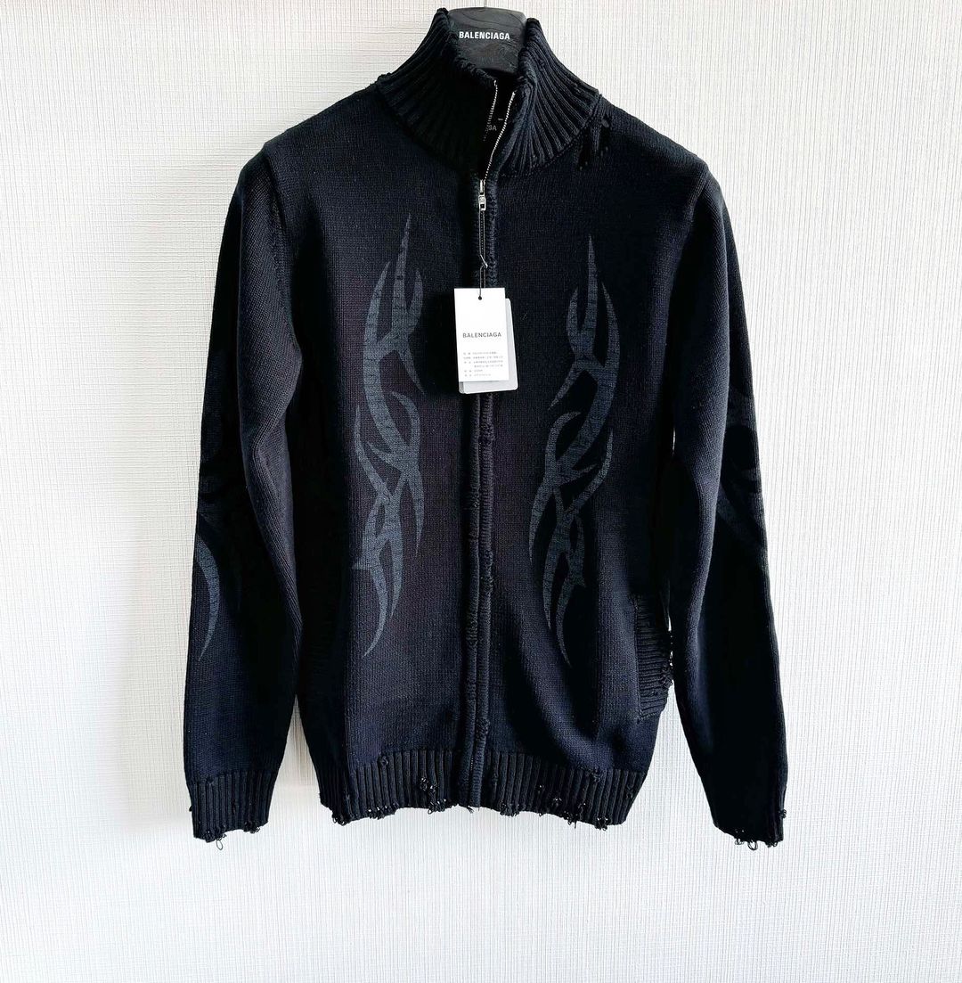 Balenciaga MEN'S Y2K ZIP-UP CARDIGAN IN BLACK