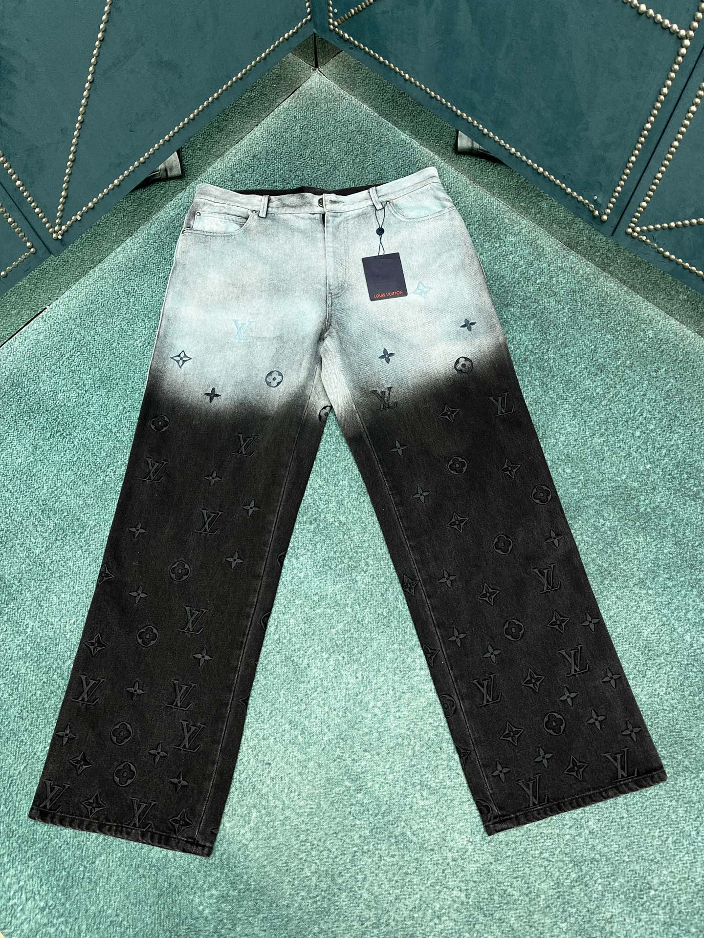 LV Monogram Embroidered Denim Pants