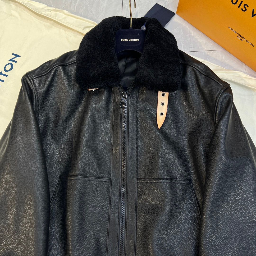 Lv Leather Aviator Jacket