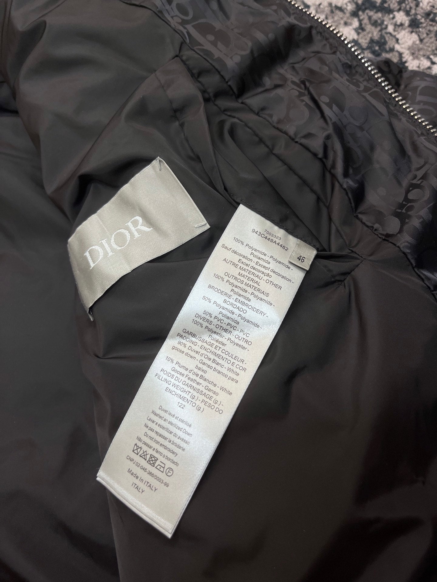 DIOR OBLIQUE DOWN JACKET BLACK TECHNICAL