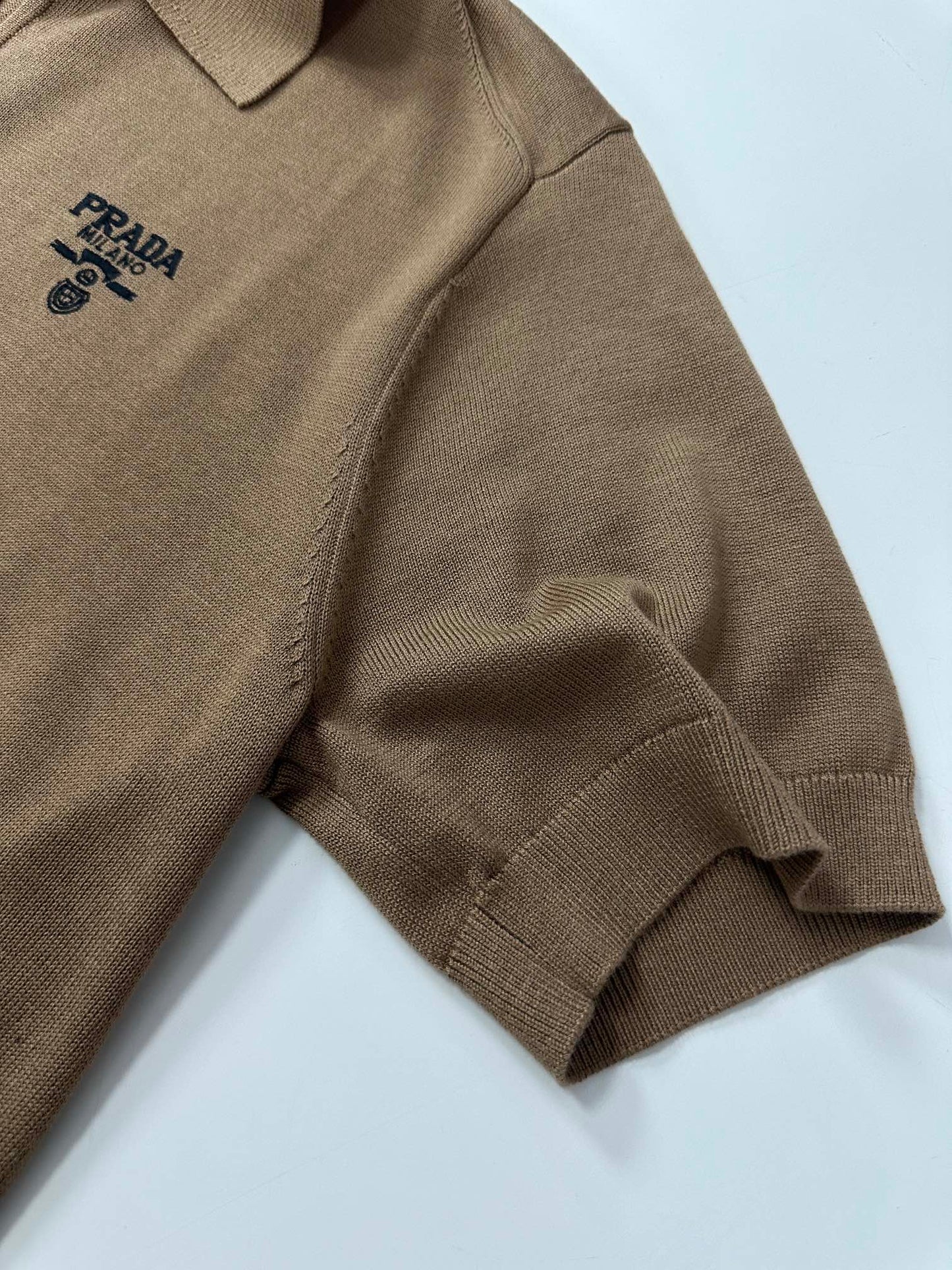 Prada Logo Wool Polo Half Zip Shirt