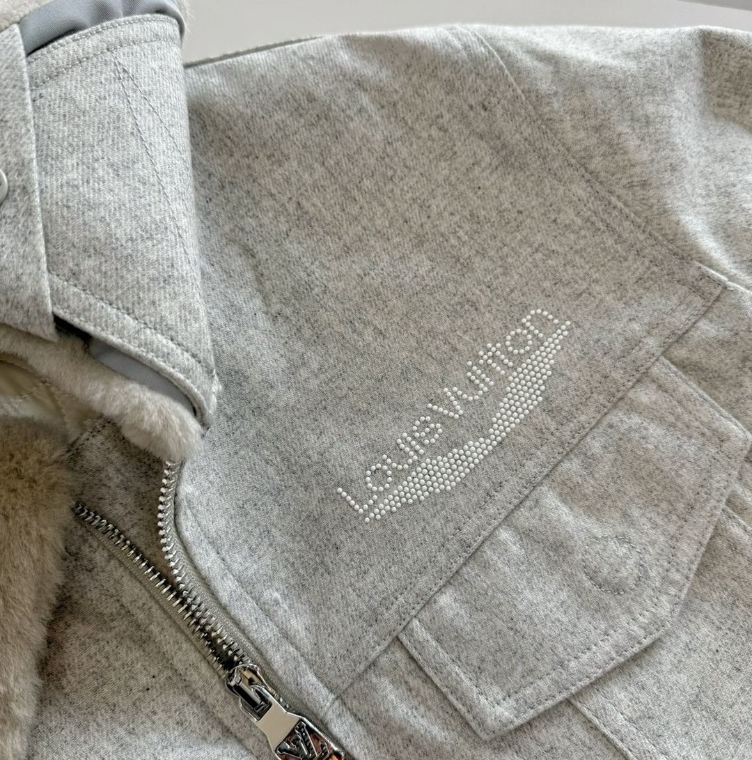 Lv Wool Blouson With Shearling Collar