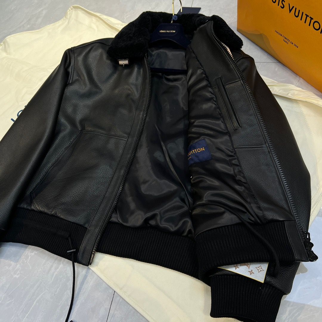 Lv Leather Aviator Jacket