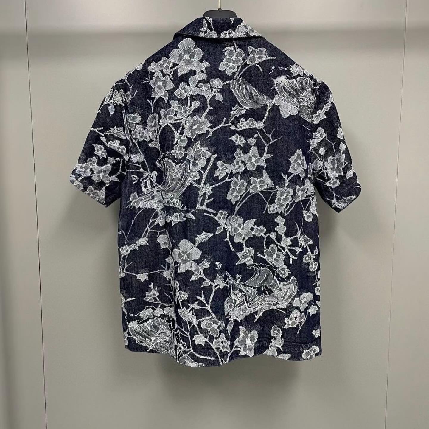 Louis Vuitton Flower Denim Shirt And Shorts Set