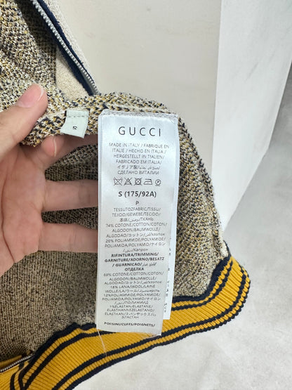 Gucci GG Cotton Zip Jacket White Gold