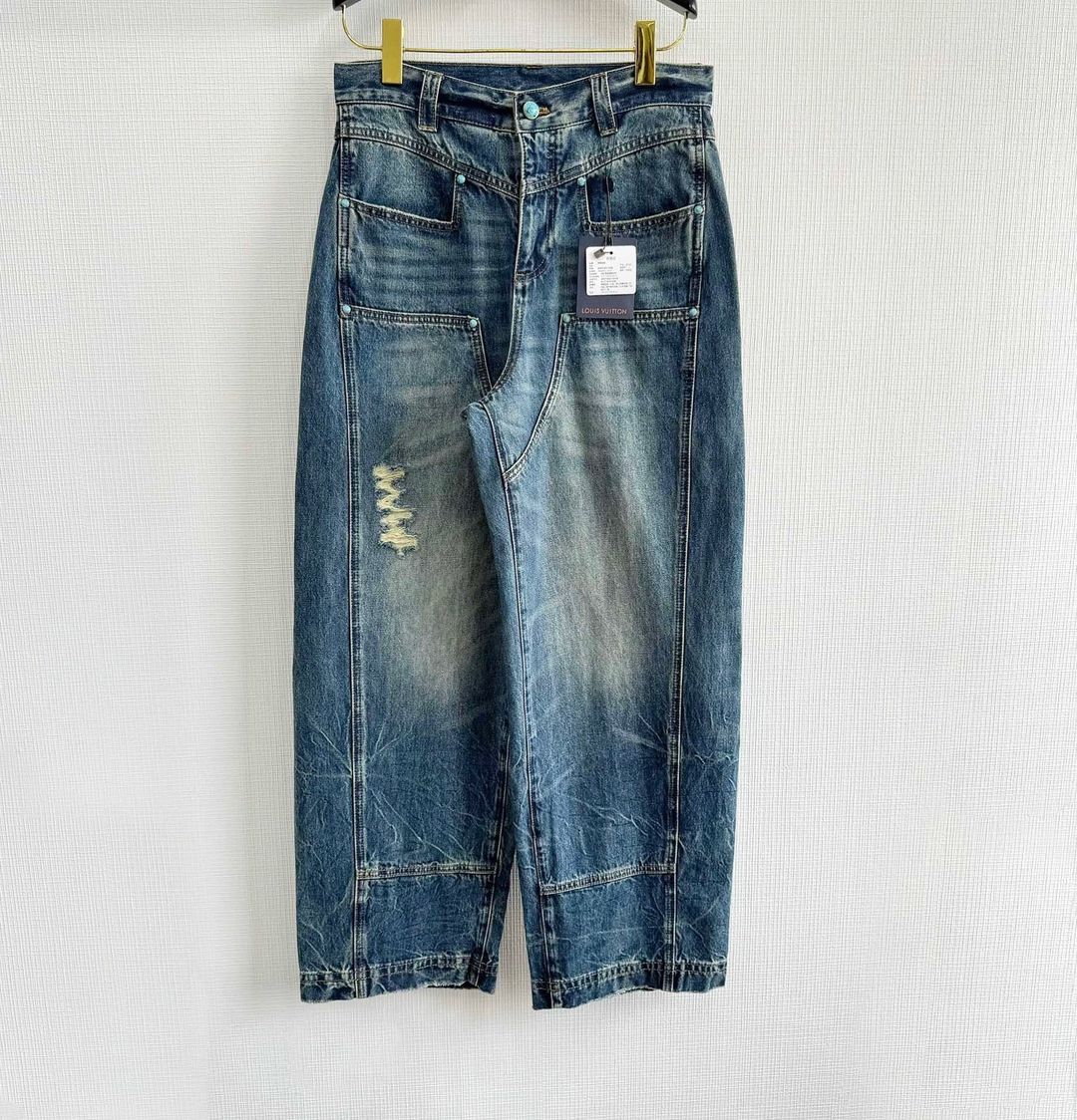 Lv Washed Denim Workwear Pants