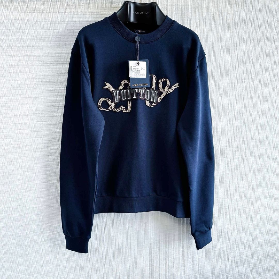 Lv Embroidered Signature Crewneck