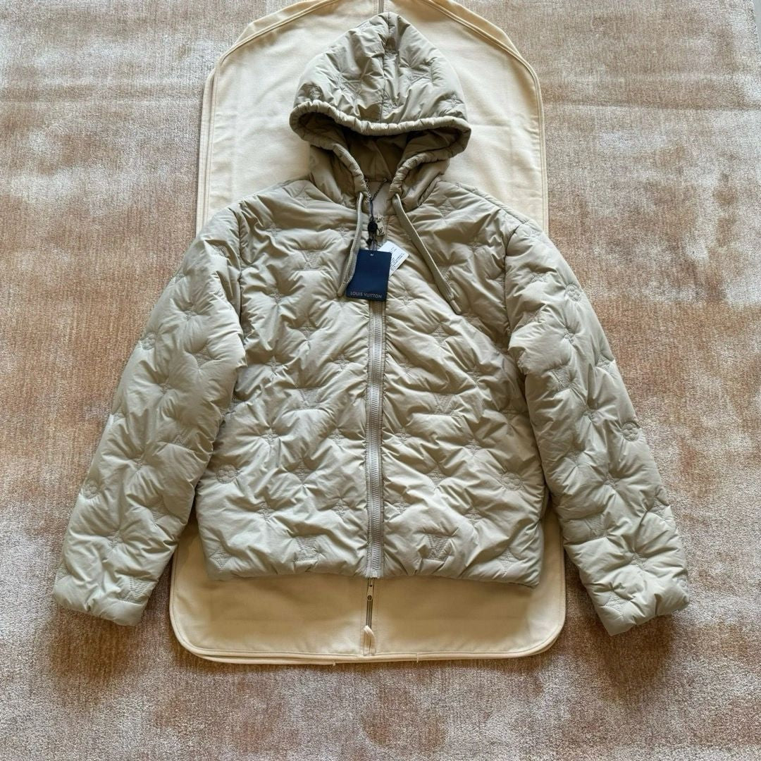 Lv Monogram Quilted Nylon Hooded Blouson