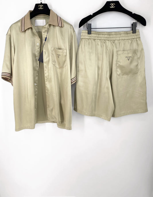 Prada Silk Shirt And Shorts Set