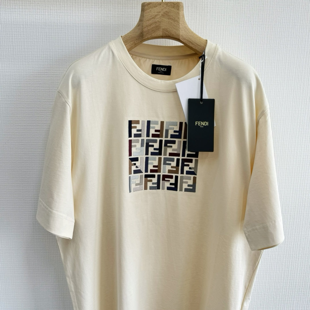 FENDI Anagram Logo Embroidered Jersey T-Shirt