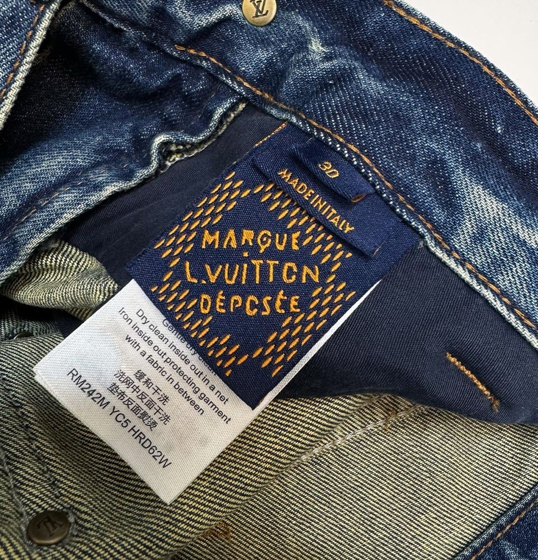 Lv Washed Denim Workwear Pants