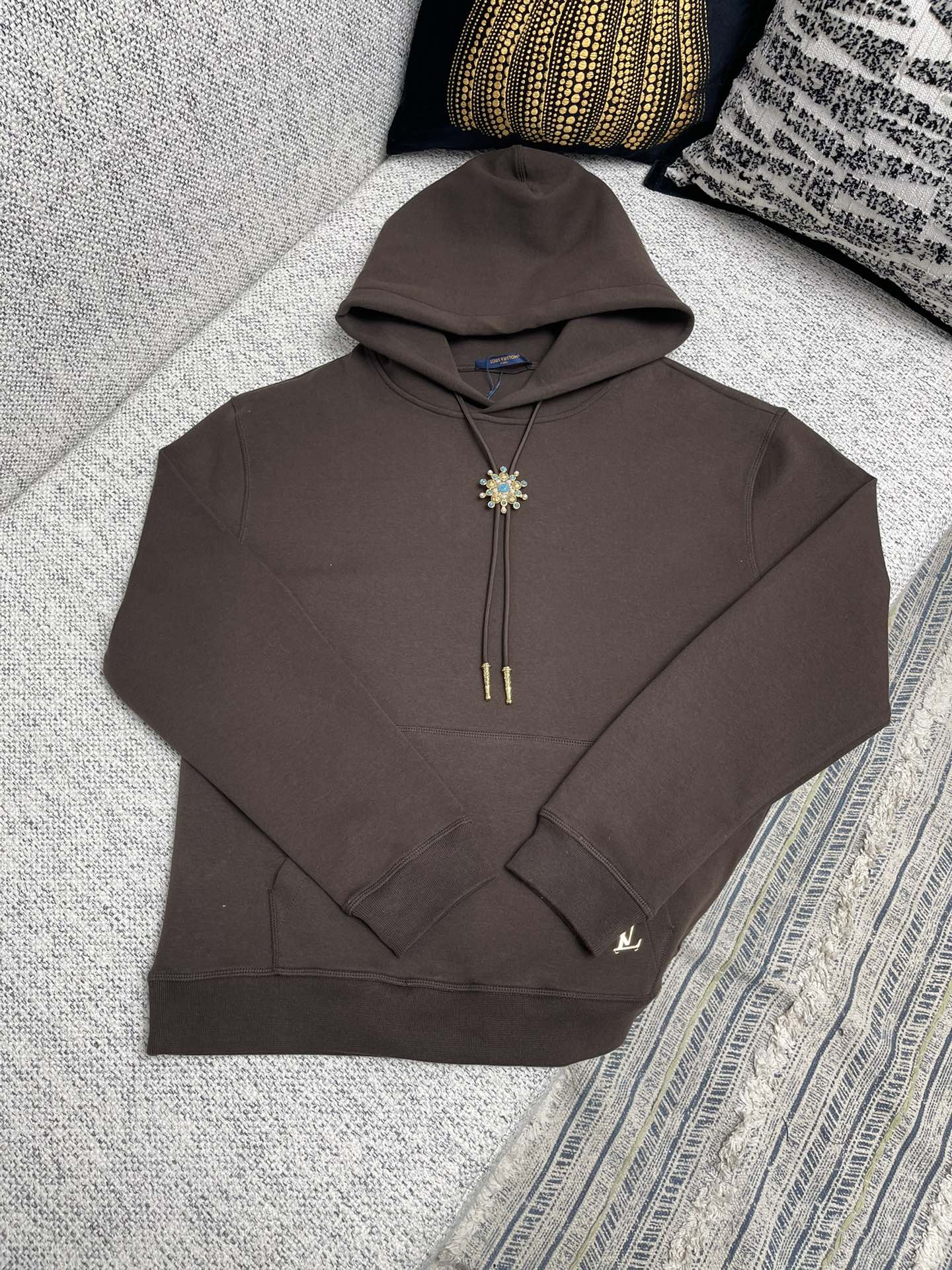 Lv Embelished Cotton Hoodie