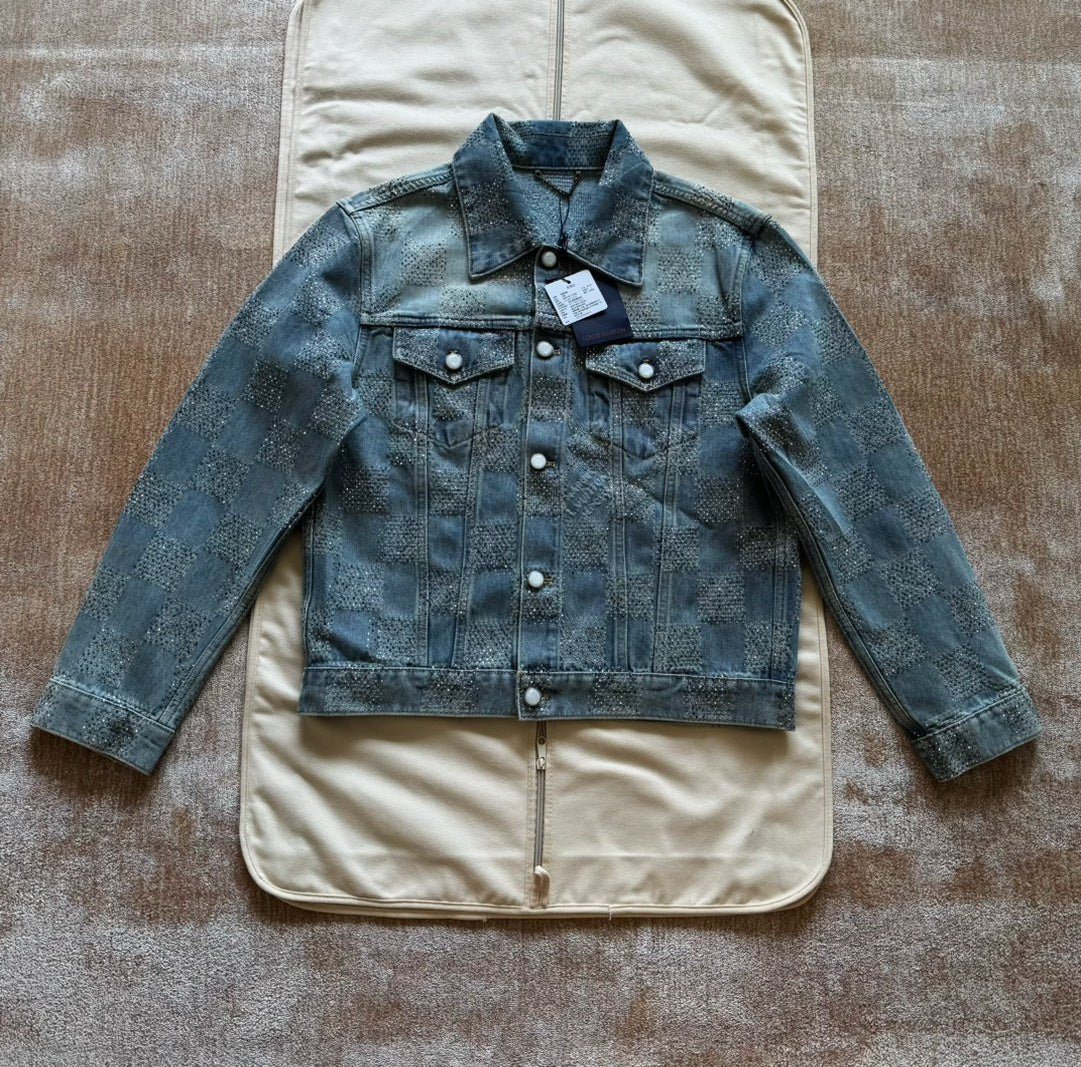 Lv Denim Jacket With Crystals