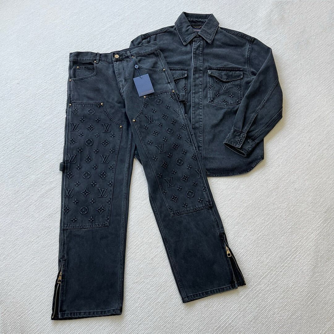 Louis Vuitton Monogram Denim Jacket and Jeans Set