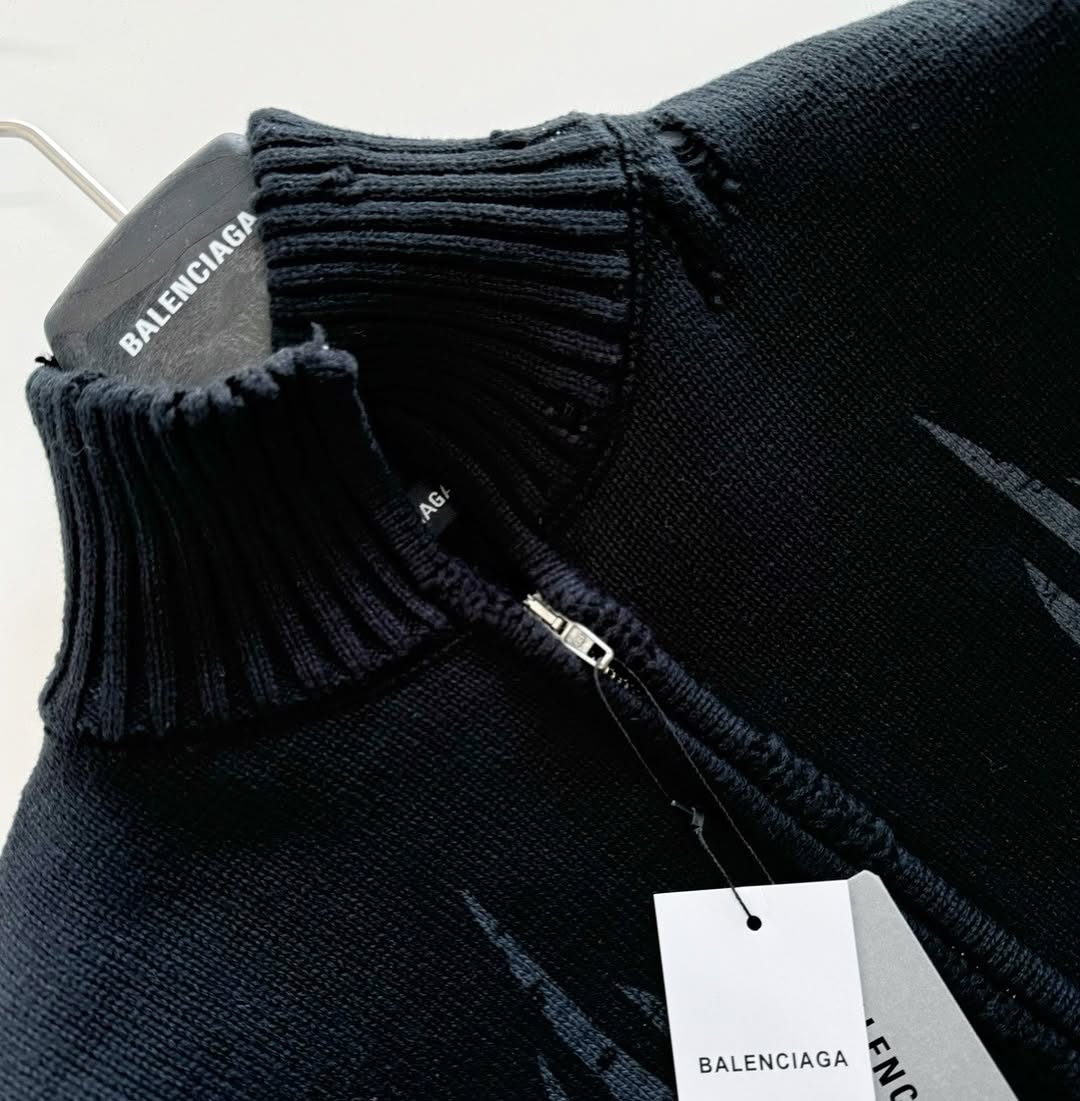 Balenciaga MEN'S Y2K ZIP-UP CARDIGAN IN BLACK