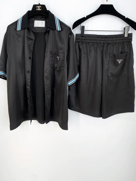 Prada Silk Shirt And Shorts Set