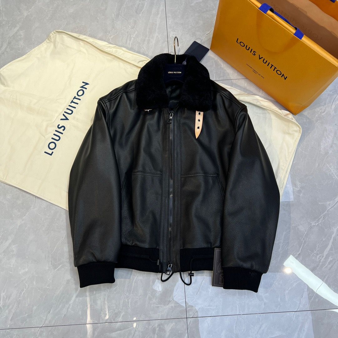 Lv Leather Aviator Jacket