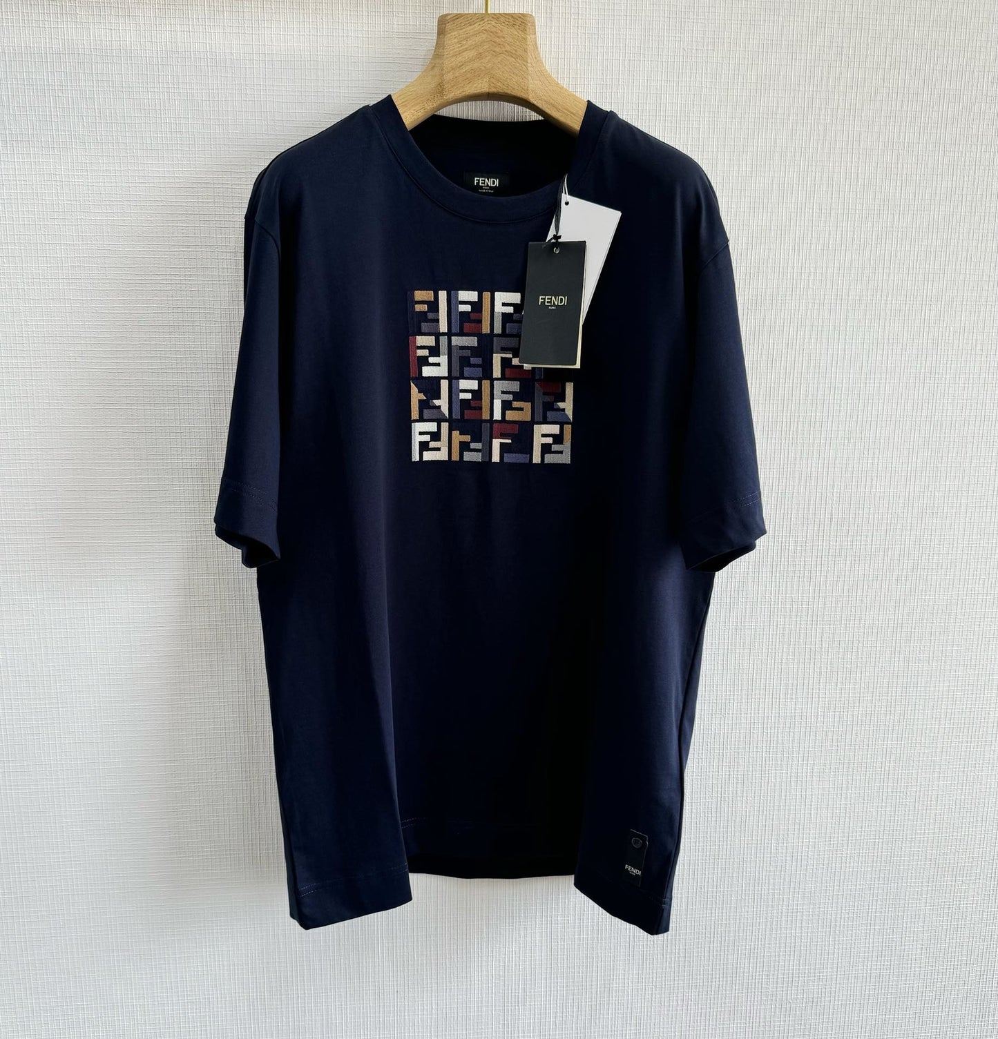 FENDI Anagram Logo Embroidered Jersey T-Shirt