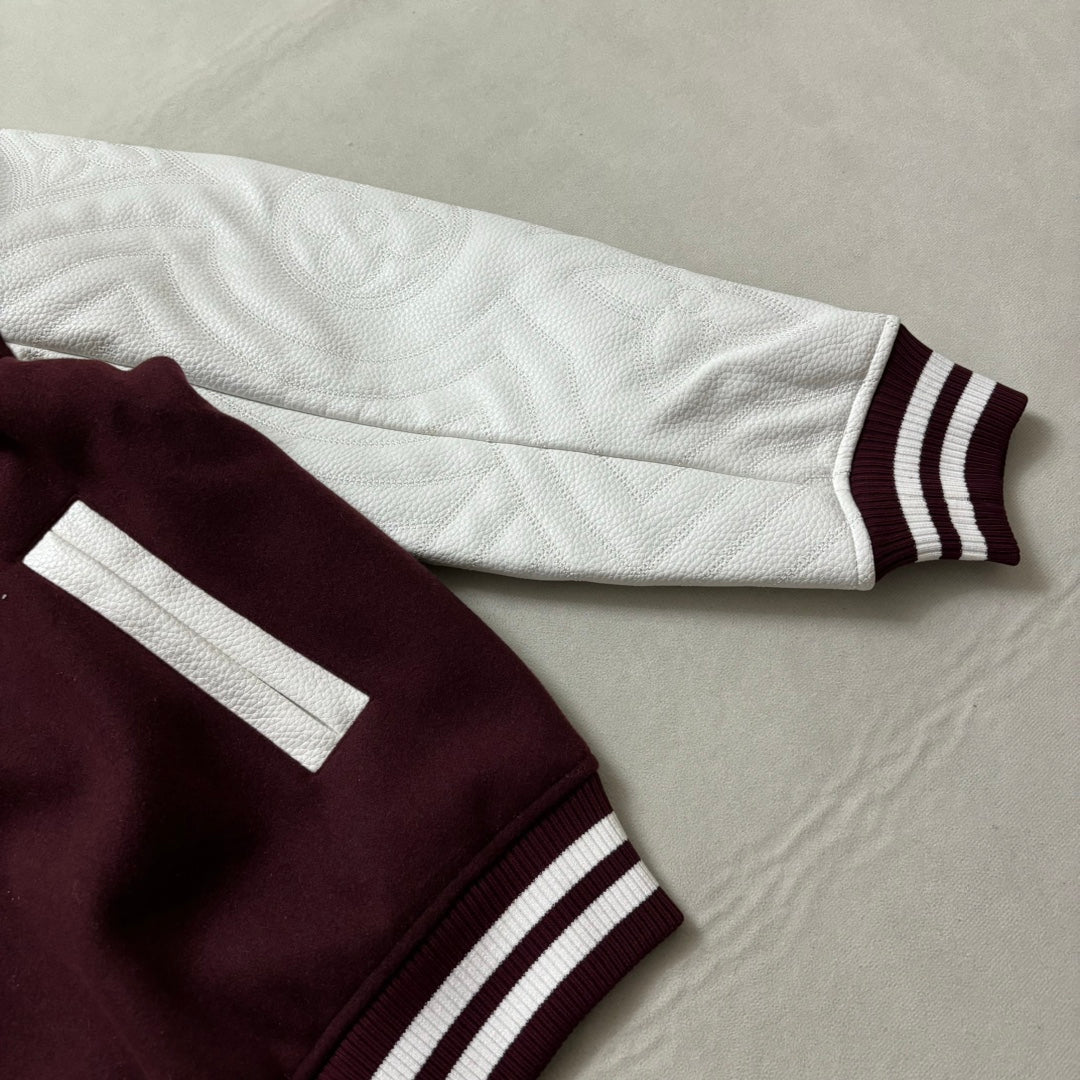 Lv Embroidered Calfskin Varsity Jacket