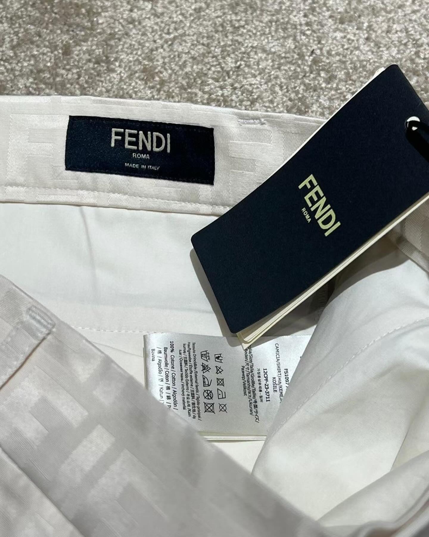 Fendi Monogram Silk Shorts White